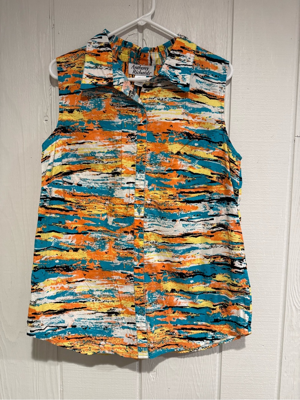 Anthony Richards Full Button Down Sleeveless Shirt